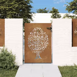 vidaXL Portail de jardin 85x125 cm acier corten conception de l'arbre