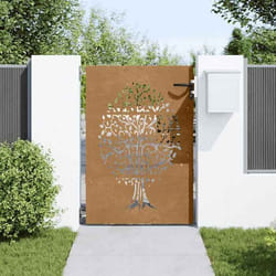 vidaXL Portail de jardin 85x150 cm acier corten conception de l'arbre