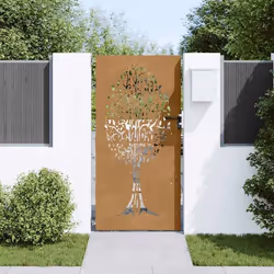 vidaXL Portail de jardin 85x175 cm acier corten conception de l'arbre