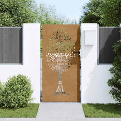vidaXL Portail de jardin 85x175 cm acier corten conception de l'arbre