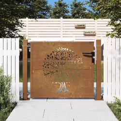 vidaXL Portail de jardin 105x105 cm acier corten conception de l'arbre