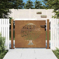 vidaXL Portail de jardin 105x105 cm acier corten conception de l'arbre