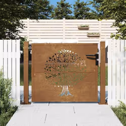vidaXL Portail de jardin 105x130 cm acier corten conception de l'arbre