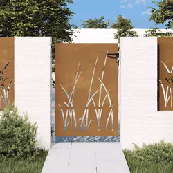 vidaXL Portail de jardin 85x150 cm acier corten conception d'herbe