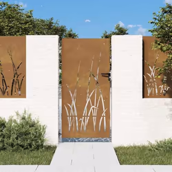 vidaXL Portail de jardin 85x175 cm acier corten conception d'herbe
