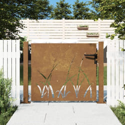 Portail de jardin 105x105 cm acier corten conception d'herbe Vidaxl