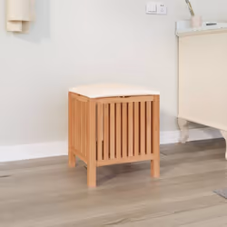 Le tabouret de salle de bain en bois avec fonction de rangement est un complément idéal pour votre salle de bain. Bois de noy ...
