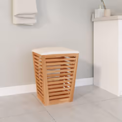 Le tabouret de salle de bain en bois avec fonction de rangement est un complément idéal pour votre salle de bain. Bois de noy ...