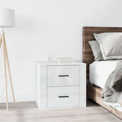 vidaXL Table de chevet Blanc brillant 50x39x47 cm