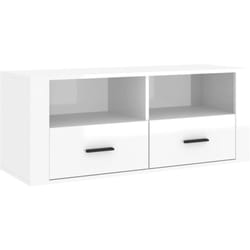 Vidaxl - Meuble tv Blanc brillant 100x35x40 cm Bois d'ingénierie