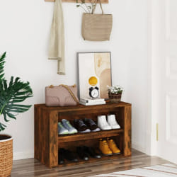 vidaXL Étagère à chaussures Chêne fumé 75x35x45 cm Bois d'ingénierie