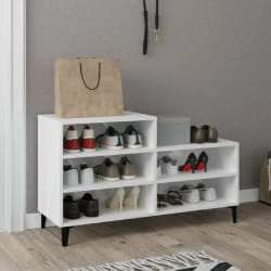 vidaXL Armoire à chaussure Blanc brillant 102x36x60 cm Bois ingénierie