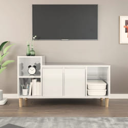 Vidaxl - Meuble tv Blanc brillant 100x35x55 cm Bois d'ingénierie