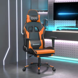 Chaise Gaming，chaise De Jeu Avec Repose-pied Noir Et Orange Similicuir Vidaxl664639