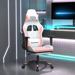 Vidaxl Chaise De Jeu Avec Repose-pied Blanc Et Rose Similicuir