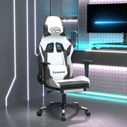 Chaise Gaming，chaise De Jeu Avec Repose-pied Blanc Et Noir Similicuir Vidaxl211693