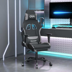 Chaise Gaming，chaise De Jeu Avec Repose-pied Noir Et Gris Clair Tissu Vidaxl319754