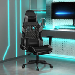 Chaise Gaming，chaise De Jeu Avec Repose-pied Noir Et Gris Similicuir Vidaxl570175