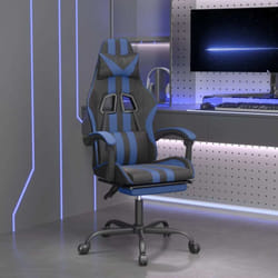 Chaise De Jeu Avec Repose-pied Noir Et Bleu Similicuir Vidaxl