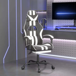 Chaise De Jeu Avec Repose-pied Noir Et Blanc Similicuir Vidaxl453093