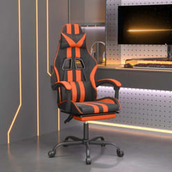 Chaise De Jeu Avec Repose-pied Noir Et Orange Similicuir Vidaxl