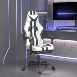 Vidaxl Chaise De Jeu Avec Repose-pied Blanc Et Noir Similicuir