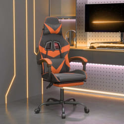 Chaise De Jeu Avec Repose-pied Noir Et Orange Similicuir Vidaxl