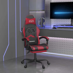 Chaise Gamer Avec Repose-pied, Chaise Fauteuil De Bureau Style Moderne - Noir/rouge Bordeaux Similicuir Vidaxl