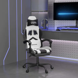 Chaise De Jeu Avec Repose-pied Blanc Et Noir Similicuir Vidaxl