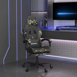 Chaise De Jeu Avec Repose-pied Noir Et Camouflage Similicuir Vidaxl
