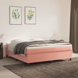 vidaXL Cadre de lit sans matelas rose 160x200 cm velours - 160 x 200 cm