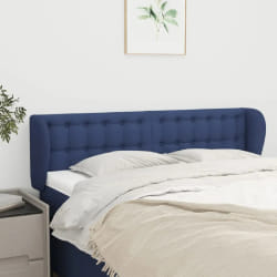 vidaXL Tête de lit avec oreilles Bleu 147x23x78/88 cm Tissu