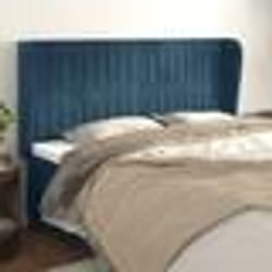 vidaXL Tête de lit avec oreilles Bleu foncé 183x23x118/128 cm Velours