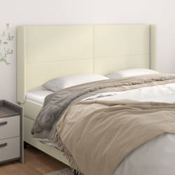 Tête De Lit Avec Oreilles Crème 163x16x118/128 Cm Similicuir Vidaxl