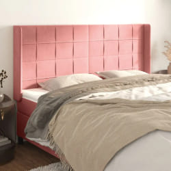 vidaXL Tête de lit avec oreilles Rose 203x16x118/128 cm Velours