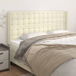 vidaXL Tête de lit avec oreilles Crème 163x16x118/128 cm Similicuir