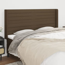 vidaXL Tête de lit avec oreilles Marron foncé 183x16x118/128 cm Tissu