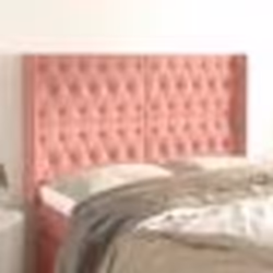 vidaXL Tête de lit avec oreilles Rose 163x16x118/128 cm Velours