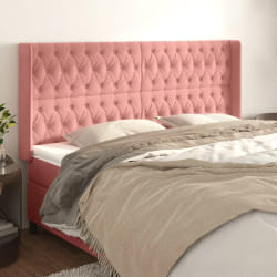 vidaXL Tête de lit avec oreilles Rose 203x16x118/128 cm Velours