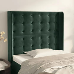 vidaXL Tête de lit avec oreilles Vert foncé 83x16x118/128 cm