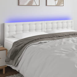 Tête de lit à led Blanc 160x5x78/88 cm Similicuir - Vidaxl