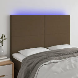 vidaXL Tête de lit à LED Marron foncé 144x5x118/128 cm Tissu