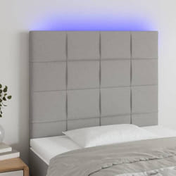 vidaXL Tête de lit à LED Gris clair 80x5x118/128 cm Tissu