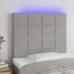 vidaXL Tête de lit à LED Gris clair 90x5x118/128 cm Tissu