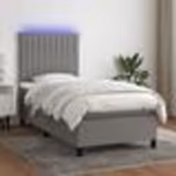 vidaXL Tête de lit à LED Gris foncé 100x5x118/128 cm Tissu