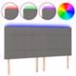 vidaXL Tête de lit à LED Gris foncé 200x5x118/128 cm Tissu