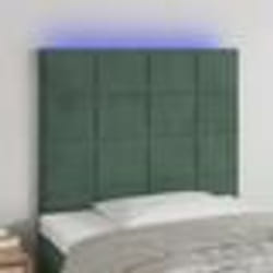 vidaXL Tête de lit à LED Vert foncé 90x5x118/128 cm Velours