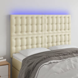 Tête De Lit À Led Crème 144x5x118/128 Cm Similicuir Vidaxl