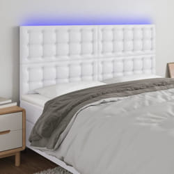 Tête de lit à led Blanc 160x5x118/128 cm Similicuir - Vidaxl