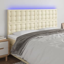 vidaXL Tête de lit à LED Crème 160x5x118/128 cm Similicuir